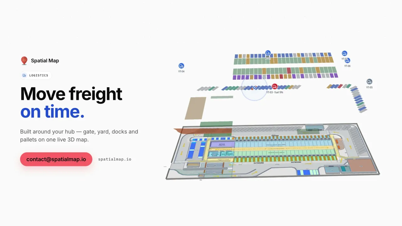 Logistics film: “Move freight on time” beside Eastport Cross-Dock and its trailer yard in 3D