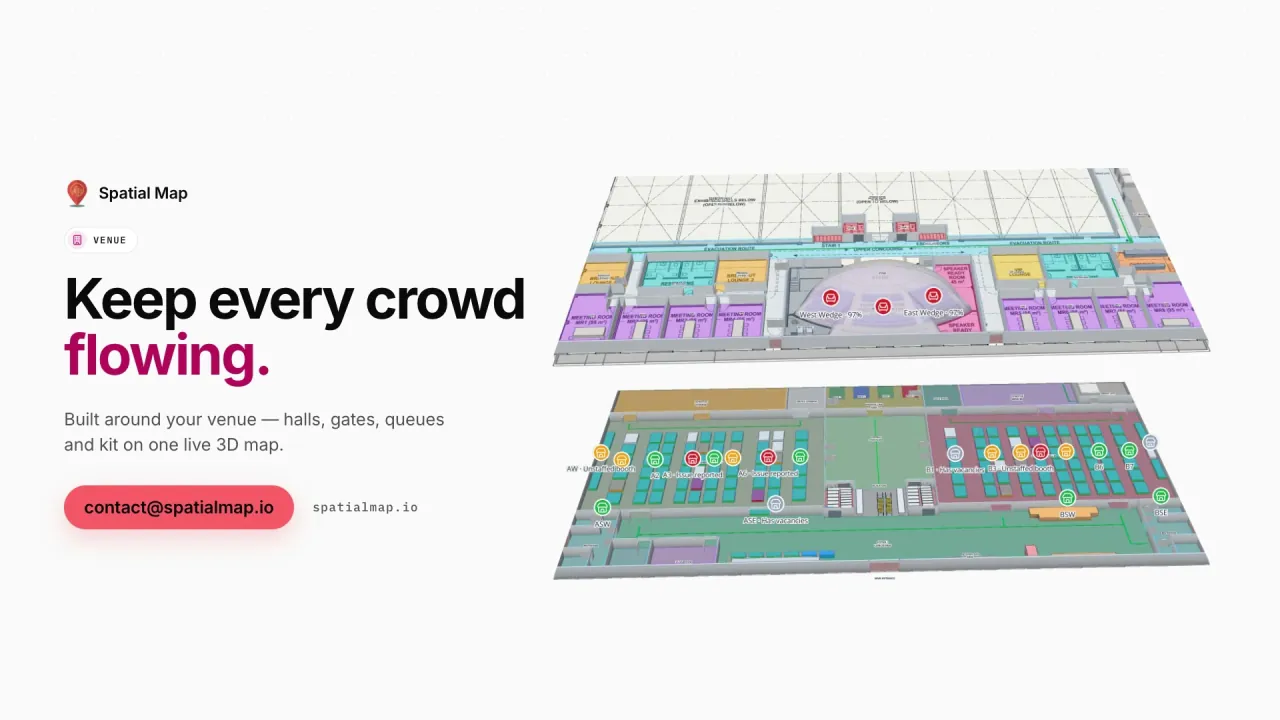 Venue film: “Keep every crowd flowing” beside two floors of Lakeside Convention Center in 3D
